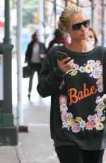 PARIS HILTON Wearing a Babe Sweater Out in New York 10/28/20020