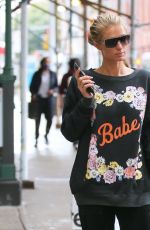 PARIS HILTON Wearing a Babe Sweater Out in New York 10/28/20020