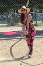 PHOEBE PRICE Playing Baseball Out in Los Angeles 10/11/2020