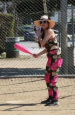PHOEBE PRICE Playing Baseball Out in Los Angeles 10/11/2020
