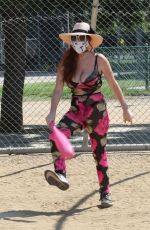 PHOEBE PRICE Playing Baseball Out in Los Angeles 10/11/2020