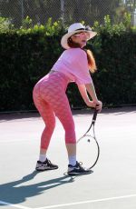 PHOEBE PRICE Playing Tennis at a Court in Los Angeles 10/12/2020