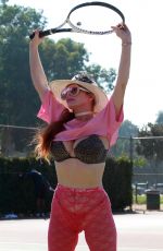PHOEBE PRICE Playing Tennis at a Court in Los Angeles 10/12/2020