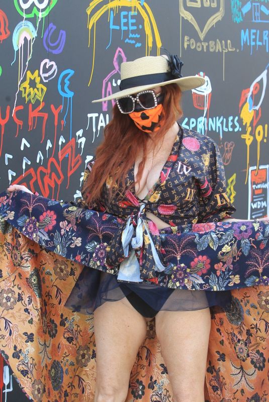 PHOEBE PRICE Wearing Halloween Face Mask Out in Hollywood 10/08/2020