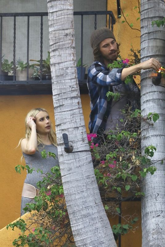 Pregnant EMMA ROBERTS and Garrett Hedlund Work on Their House in Los Angeles 10/23/2020
