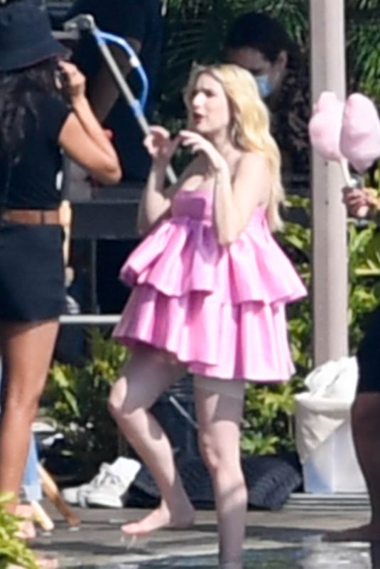 Pregnant EMMA ROBERTS at a Photoshoot in Los Angeles 10/07/2020