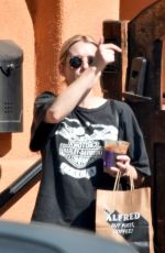 Pregnant EMMA ROBERTS Leaves Alfred Coffee in Los Angeles 10/02/2020