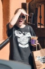 Pregnant EMMA ROBERTS Leaves Alfred Coffee in Los Angeles 10/02/2020
