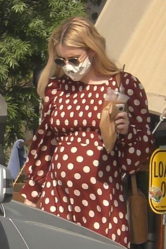 Pregnant EMMA ROBERTS Out and About in Los Angeles 10/20/2020