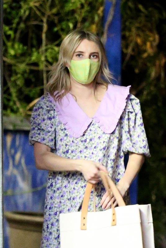 Pregnant EMMA ROBERTS Out for Dinner in Hollywood 09/29/2020
