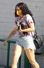 RUMER WILLIS in Denim SHorts Out with Her Dog in Los Angeles 10/16/2020