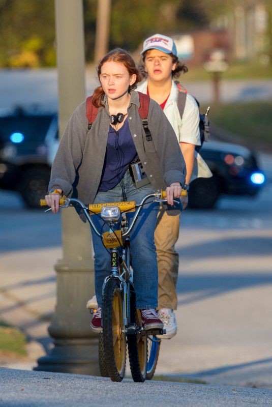 SADIE SINK and Gaten Matarazzo on the Set of Stranger Things, Season 4 in Atlanta 10/20/2020