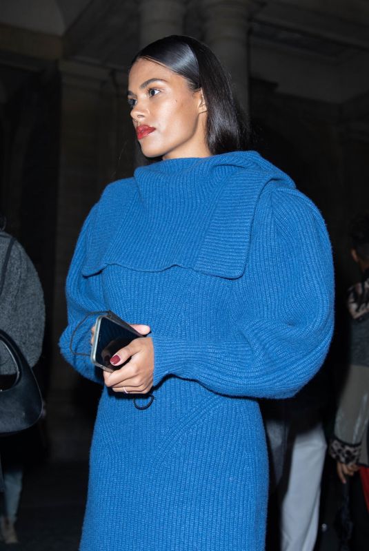 TINA KUNAKEY Arrives at Isabel Marant Spring/Summer 2021 Fashion Show in Paris 10/01/2020