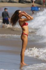 ALESSANDRA AMBROSIO in a Red Bikini at a Beach in Malibu 11/07/2020