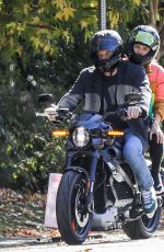 ANA DE ARMAS and Ben Affleck Out Driving on Electric Harley Davidson in Brentwood 11/27/2020