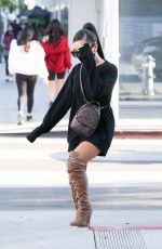 ARIANA GRANDE in a Short Dress and Over-the-knee Boots Out Shopping in Beverly Hills 11/14/2020