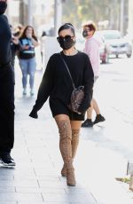 ARIANA GRANDE in a Short Dress and Over-the-knee Boots Out Shopping in Beverly Hills 11/14/2020