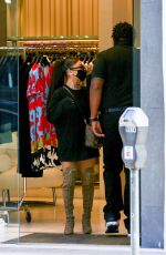 ARIANA GRANDE in a Short Dress and Over-the-knee Boots Out Shopping in Beverly Hills 11/14/2020