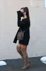 ARIANA GRANDE in a Short Dress and Over-the-knee Boots Out Shopping in Beverly Hills 11/14/2020
