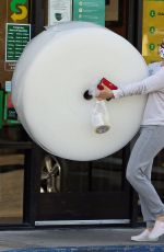 ARIEL WINTER Carrying a Large Roll of Bubble Wrap Out in Los Angeles 11/08/2020