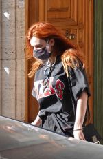 BELLA THORNE in a Black Denim Shorts Leaves Her hotel in Rome 11/07/2020
