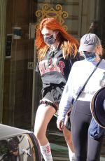 BELLA THORNE in a Black Denim Shorts Leaves Her hotel in Rome 11/07/2020