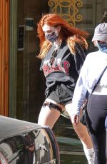 BELLA THORNE in a Black Denim Shorts Leaves Her hotel in Rome 11/07/2020