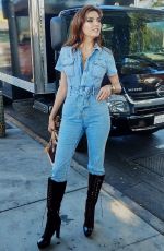 BLANCA BLANCO in a Denim Jumper Out in Los Angeles 11/09/2020