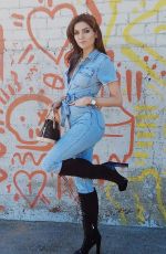 BLANCA BLANCO in a Denim Jumper Out in Los Angeles 11/09/2020