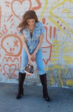 BLANCA BLANCO in a Denim Jumper Out in Los Angeles 11/09/2020