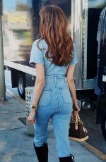 BLANCA BLANCO in a Denim Jumper Out in Los Angeles 11/09/2020