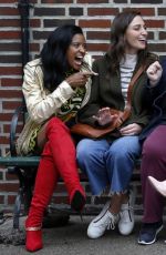BUSY PHILIPPS, RENEE ELISE GOLSBERY, SARA BAREILLES and PAULA PELL on the Set of Girls5eva in New York 11/03/2020