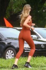 CANDICE SWANEPOEL in a Bodysuit Out Jogging in Miami 11/10/2020