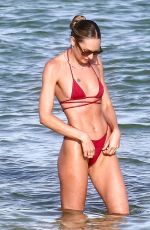 CANDICE SWANEPOEL in a Red Bikini at a Beach in Miami 11/16/2020