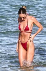 CANDICE SWANEPOEL in a Red Bikini at a Beach in Miami 11/16/2020