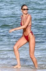 CANDICE SWANEPOEL in a Red Bikini at a Beach in Miami 11/16/2020
