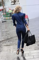 CHARLOTTE HAWKINS ini Denim Jumpsuit Out in London 11/13/2020