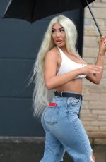 CHLOE FERRY in Ripped Denim Out in Newcastle 10/27/202