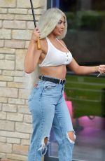CHLOE FERRY in Ripped Denim Out in Newcastle 10/27/202
