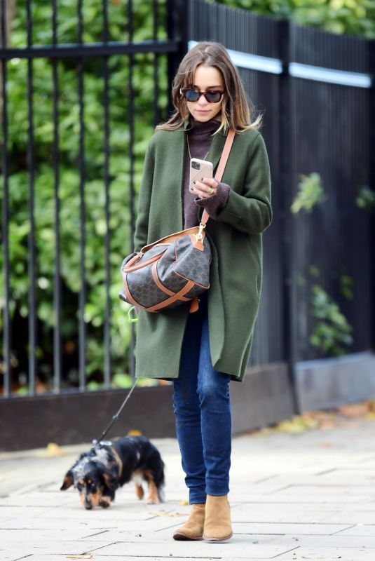 EMILIA CLARKE Out with Her Dog in London 11/01/2020