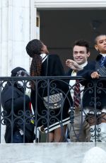 EMILY ALYN LIND and JORDAN ALEXANDER on the Set of Gossip Girl in New York 11/24/2020