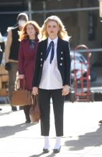 EMILY ALYN LIND on the Set of Gossip Girl in New York 11/24/2020