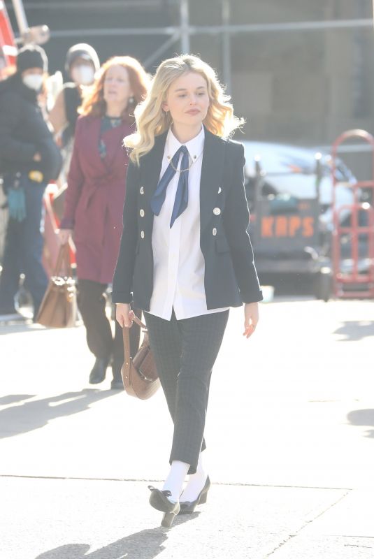 EMILY ALYN LIND on the Set of Gossip Girl in New York 11/24/2020