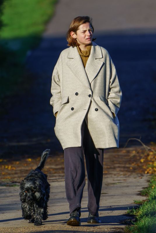 EMMA CORRIN Out with Her Dog at a Park in London 11/15/2020