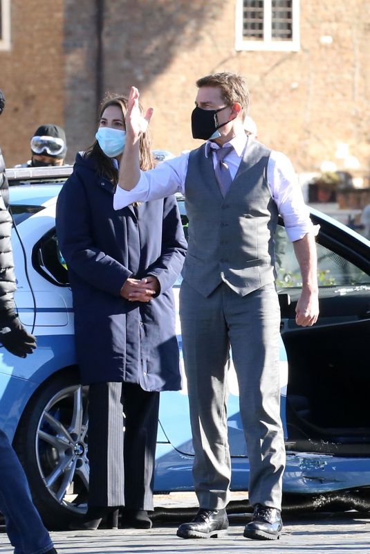HAYLEY ATWELL and Tom Cruise on the Set of Mission Impossible 7 in Rome 11/21/2020