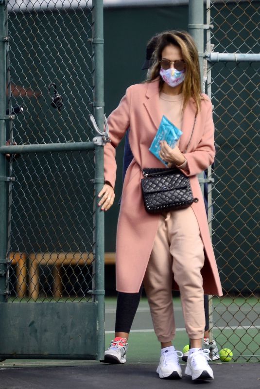 JESSICA ALBA Leaves a Tennis Lesson in Los Angeles 11/08/2020