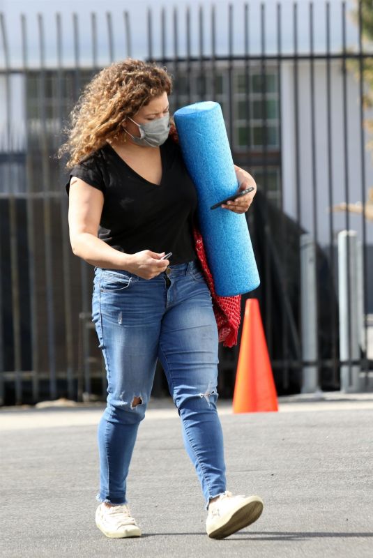 JUSTINA MACHADO in Denim Arrives at DWTS Studio in Los Angeles 11/06/2020