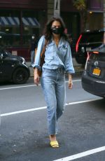 KATIE HOLMES in Double Denim Out in New York 11/10/2020