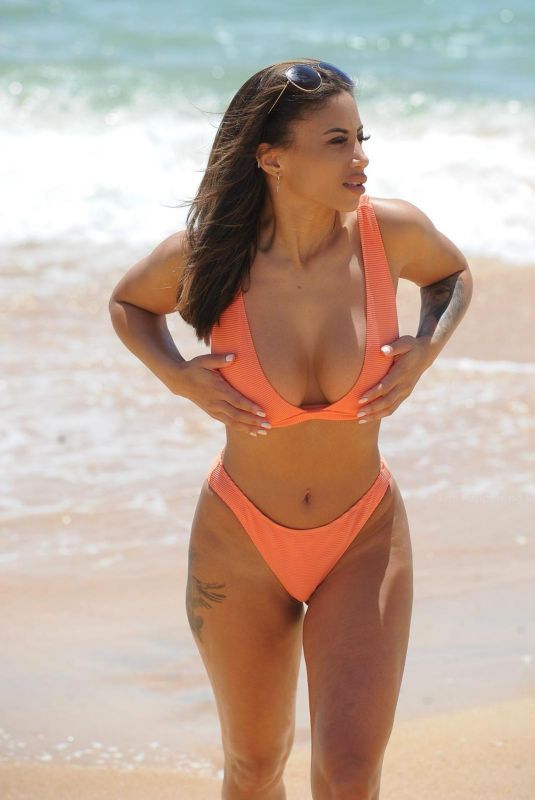 KAYLEIGH MORRIS in a Orange Bikini at a Beach in Cyprus 11/06/2020