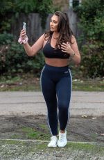 LAUREN GOODGER in a Crop Top and Leggings Out in Chigwell 11/24/2020